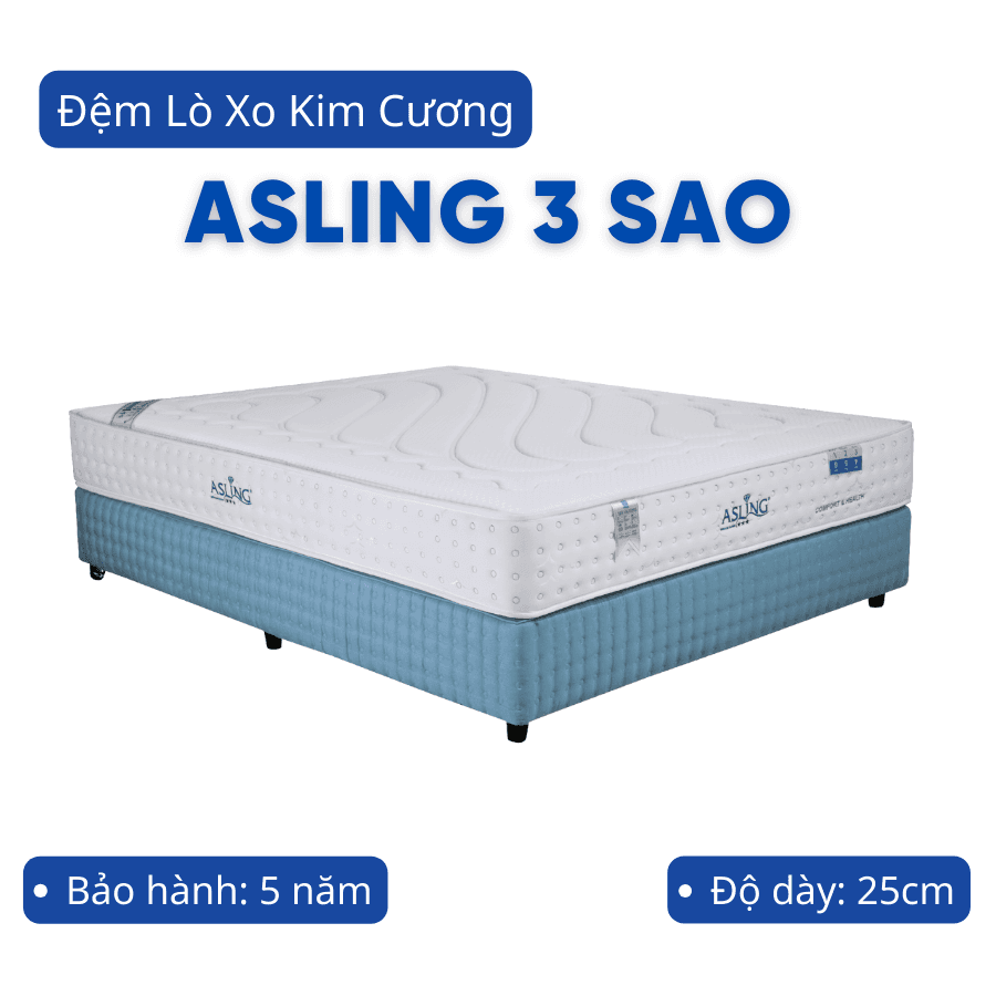 Đệm lò xo Kim Cương Asling 3 sao