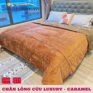 Chăn lông cừu Nanara Nhật Bản Luxury Nâu Caramen