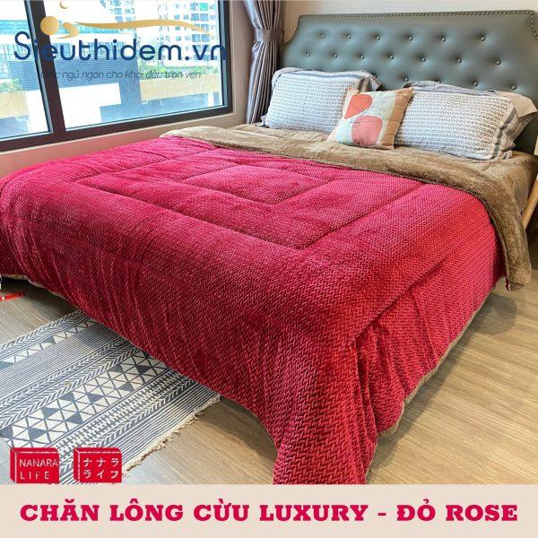 Chăn lông cừu Nanara Nhật Bản Luxury Đỏ Rose