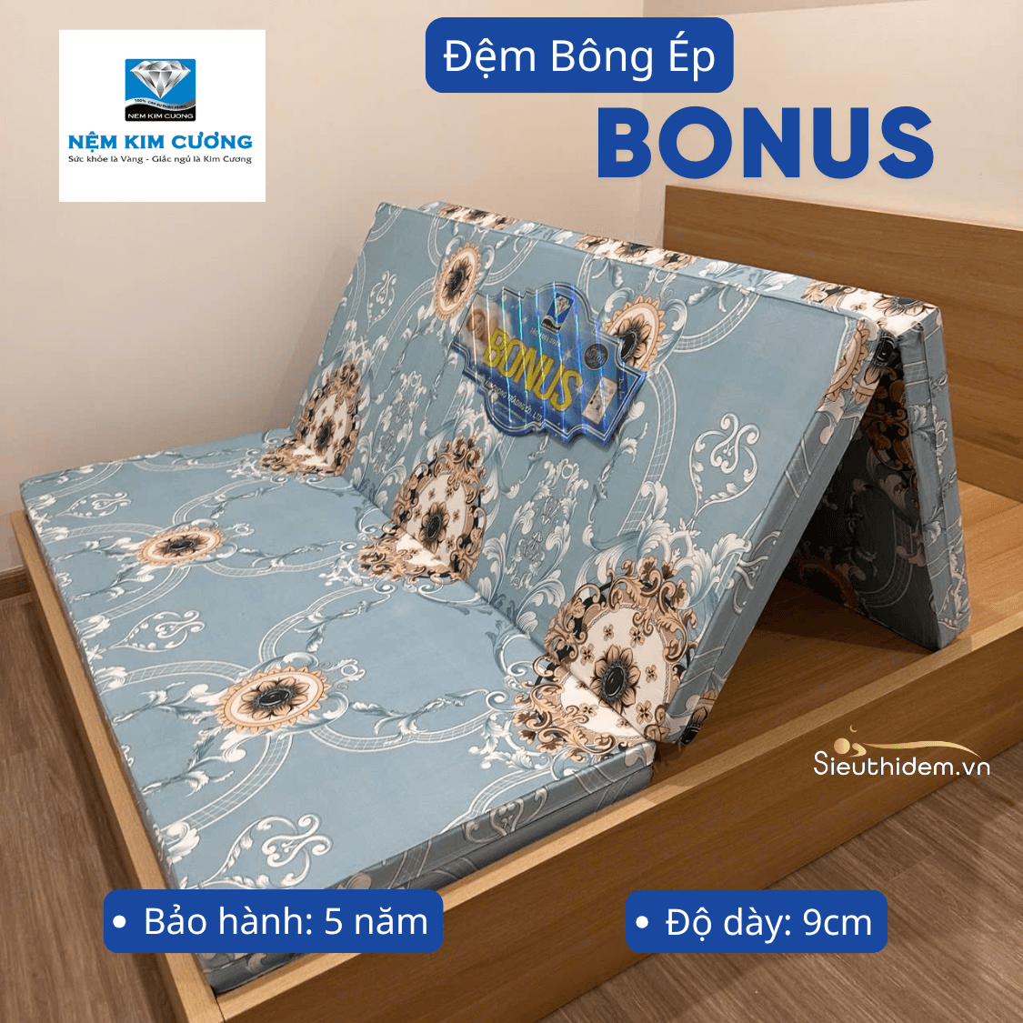 Đệm bông ép Kim Cương Bonus
