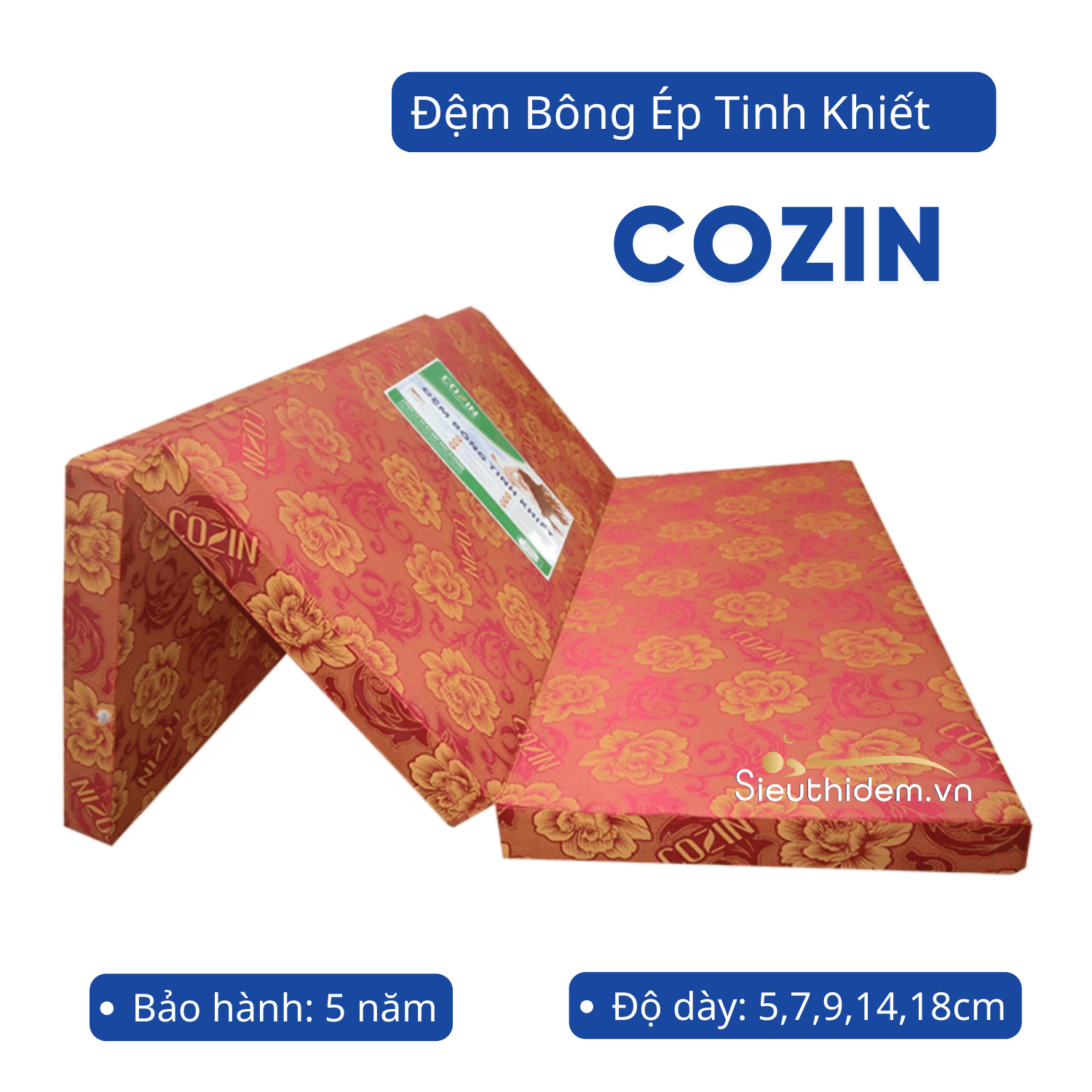 Đệm bông ép tinh khiết Cozin